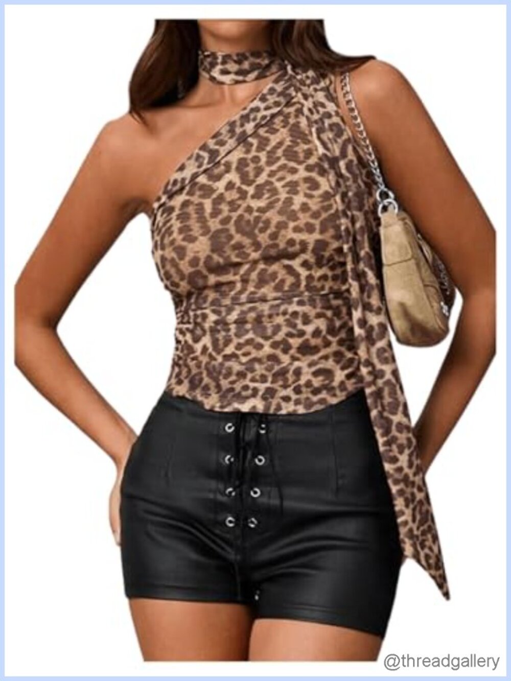 Cheetah Halter Crop Top with Scarf Y2k Going Out